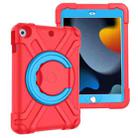 For iPad 10.2 PC + Silicone Shockproof Combination Case with 360 Degree Rotating Holder & Handle(Red+Blue) - 1