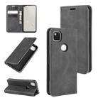 For Google Pixel 4a Retro-skin Business Magnetic Suction Leather Case with Holder & Card Slots & Wallet(Black) - 1