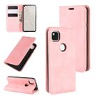 For Google Pixel 4a Retro-skin Business Magnetic Suction Leather Case with Holder & Card Slots & Wallet(Pink) - 1