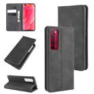 For Huawei Nova 7 Pro 5G Retro-skin Business Magnetic Suction Leather Case with Holder & Card Slots & Wallet(Black) - 1