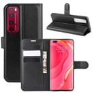 For Huawei Nova 7 Pro 5G Litchi Texture Horizontal Flip Protective Case with Holder & Card Slots & Wallet(Black) - 1