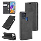 For Galaxy A21s Retro-skin Business Magnetic Suction Leather Case with Holder & Card Slots & Wallet(Black) - 1