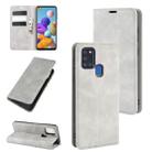 For Galaxy A21s Retro-skin Business Magnetic Suction Leather Case with Holder & Card Slots & Wallet(Grey) - 1
