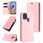 For Galaxy A21s Retro-skin Business Magnetic Suction Leather Case with Holder & Card Slots & Wallet(Pink) - 1