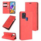 For Galaxy A21s Retro-skin Business Magnetic Suction Leather Case with Holder & Card Slots & Wallet(Red) - 1