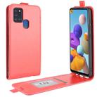 For Galaxy A21S R64 Texture Single Vertical Flip Leather Protective Case with Card Slots & Photo Frame(Red) - 1