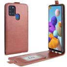For Galaxy A21S R64 Texture Single Vertical Flip Leather Protective Case with Card Slots & Photo Frame(Brown) - 1