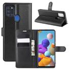 For Galaxy A21S Litchi Texture Horizontal Flip Protective Case with Holder & Card Slots & Wallet(Black) - 1