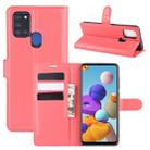 For Galaxy A21S Litchi Texture Horizontal Flip Protective Case with Holder & Card Slots & Wallet(Red) - 1