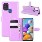 For Galaxy A21S Litchi Texture Horizontal Flip Protective Case with Holder & Card Slots & Wallet(Purple) - 1