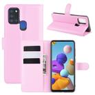 For Galaxy A21S Litchi Texture Horizontal Flip Protective Case with Holder & Card Slots & Wallet(Pink) - 1