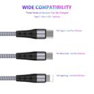 ENKAY ENK-CB400 3 in 1 2.4A USB to 8 Pin + Micro USB + USB-C / Type-C Mini Portable Cloth Texture Round Cable Charging Cable, Length: 14cm(Black) - 7
