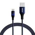 ENKAY ENK-CB104 2.4A USB to USB-C / Type-C Nylon Weaving Data Transfer Charging Cable with Intelligent Light, Length: 1m(Blue) - 1