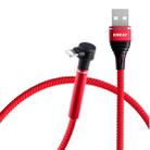 ENKAY ENK-CB205 2.4A USB to 8 Pin Cloth Texture Round Cable Data Transfer Charging Cable with Holder Function, Length: 1m(Red) - 1