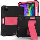 For iPad Pro 11 (2020) Shockproof Two-Color Silicone Protection Tablet Case with Holder & Pen Slot(Black+Hot Pink) - 1