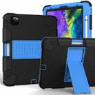 For iPad Pro 11 (2020) Shockproof Two-Color Silicone Protection Tablet Case with Holder & Pen Slot(Black+Blue) - 1
