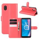 For alcatel 1B (2020) Litchi Texture Horizontal Flip Protective Case with Holder & Card Slots & Wallet(Red) - 1