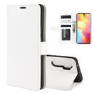 For Xiaomi Mi Note 10 Lite 5G R64 Texture Single Horizontal Flip Protective Case with Holder & Card Slots & Wallet& Photo Frame(White) - 1