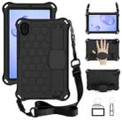 For Galaxy Tab A 8.4(2020) T307 Honeycomb Design EVA + PC Material Four Corner Anti Falling Flat Protective Shell With Strap(Black+Black) - 1