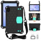 For Galaxy Tab A 8.4(2020) T307 Honeycomb Design EVA + PC Material Four Corner Anti Falling Flat Protective Shell With Strap(Black+Aqua) - 1