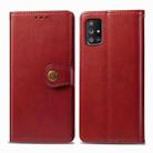 For Galaxy A51 5G Retro Solid Color Leather Buckle Phone Case with Photo Frame & Card Slot & Wallet & Bracket Function(Red) - 1