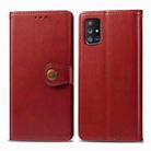 For Galaxy A71 5G Retro Solid Color Leather Buckle Phone Case with Photo Frame & Card Slot & Wallet & Bracket Function(Red) - 1