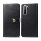 For Huawei P40 Lite 5G / Nova 7 SE Retro Solid Color Leather Buckle Phone Case with Photo Frame & Card Slot & Wallet & Bracket Function(Black) - 1