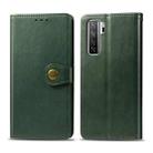 For Huawei P40 Lite 5G / Nova 7 SE Retro Solid Color Leather Buckle Phone Case with Photo Frame & Card Slot & Wallet & Bracket Function(Green) - 1