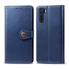For OPPO F15 & A91 Retro Solid Color Leather Buckle Phone Case with Photo Frame & Card Slot & Wallet & Bracket Function(Blue) - 1