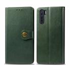 For OPPO F15 & A91 Retro Solid Color Leather Buckle Phone Case with Photo Frame & Card Slot & Wallet & Bracket Function(Green) - 1