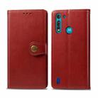For Moto G8 Power Lite Retro Solid Color Leather Buckle Phone Case with Photo Frame & Card Slot & Wallet & Bracket Function(Red) - 1
