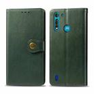 For Moto G8 Power Lite Retro Solid Color Leather Buckle Phone Case with Photo Frame & Card Slot & Wallet & Bracket Function(Green) - 1