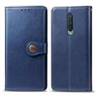 For OnePlus 8 Retro Solid Color Leather Buckle Phone Case with Photo Frame & Card Slot & Wallet & Bracket Function(Blue) - 1