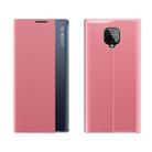 For Xiaomi Redmi Note 9S / Note9 Pro / Note 9 Pro Max Side Display Magnetic Horizontal Flip Plain Texture Cloth + PC Case with Holder & Sleep / Wake-up Function(Pink) - 1