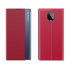 For Xiaomi Redmi Note 9S / Note9 Pro / Note 9 Pro Max Side Display Magnetic Horizontal Flip Plain Texture Cloth + PC Case with Holder & Sleep / Wake-up Function(Red) - 1