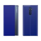 For OPPO Reno2 Side Display Magnetic Horizontal Flip Plain Texture Cloth + PC Case with Holder & Sleep / Wake-up Function(Blue) - 1