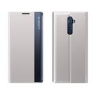 For OPPO Reno2 F / Reno2 Z Side Display Magnetic Horizontal Flip Plain Texture Cloth + PC Case with Holder & Sleep / Wake-up Function(Silver) - 1