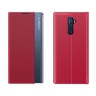 For OPPO A5 2020/A9 2020 Side Display Magnetic Horizontal Flip Plain Texture Cloth + PC Case with Holder & Sleep / Wake-up Function(Red) - 1