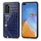 For Huawei P40 Crocodile Pattern PU+TPU+PVC Shatter-resistant Mobile Phone Case with Magnetic Invisible Holder & Holder & Card Slots(Sapphire Blue) - 1