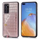 For Huawei P40 Crocodile Pattern PU+TPU+PVC Shatter-resistant Mobile Phone Case with Magnetic Invisible Holder & Holder & Card Slots(Rose Gold) - 1