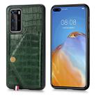 For Huawei P40 Pro Crocodile Pattern PU+TPU+PVC Shatter-resistant Mobile Phone Case with Magnetic Invisible Holder & Holder & Card Slots(Blackish Green) - 1