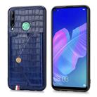 For Huawei P40 Lite E Crocodile Pattern PU+TPU+PVC Shatter-resistant Mobile Phone Case with Magnetic Invisible Holder & Holder & Card Slots(Sapphire Blue) - 1
