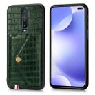 For Xiaomi Redmi K30 Crocodile Pattern PU+TPU+PVC Shatter-resistant Mobile Phone Case with Magnetic Invisible Holder & Holder & Card Slots(Blackish Green) - 1