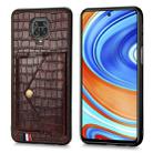 For Xiaomi Redmi Note 9 Crocodile Pattern PU+TPU+PVC Shatter-resistant Mobile Phone Case with Magnetic Invisible Holder & Holder & Card Slots(Brown) - 1