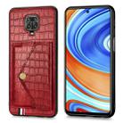 For Xiaomi Redmi Note 9 Crocodile Pattern PU+TPU+PVC Shatter-resistant Mobile Phone Case with Magnetic Invisible Holder & Holder & Card Slots(Red) - 1