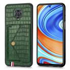 For Xiaomi Redmi Note 9 Crocodile Pattern PU+TPU+PVC Shatter-resistant Mobile Phone Case with Magnetic Invisible Holder & Holder & Card Slots(Blackish Green) - 1