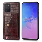 For Galaxy S10 Lite & A91  Crocodile Pattern PU+TPU+PVC Shatter-resistant Mobile Phone Case with Magnetic Invisible Holder & Holder & Card Slots(Brown) - 1