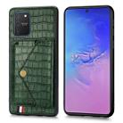 For Galaxy S10 Lite & A91  Crocodile Pattern PU+TPU+PVC Shatter-resistant Mobile Phone Case with Magnetic Invisible Holder & Holder & Card Slots(Blackish Green) - 1