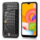 For Galaxy A01 Crocodile Pattern PU+TPU+PVC Shatter-resistant Mobile Phone Case with Magnetic Invisible Holder & Holder & Card Slots(Black) - 1