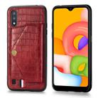 For Galaxy A01 Crocodile Pattern PU+TPU+PVC Shatter-resistant Mobile Phone Case with Magnetic Invisible Holder & Holder & Card Slots(Red) - 1